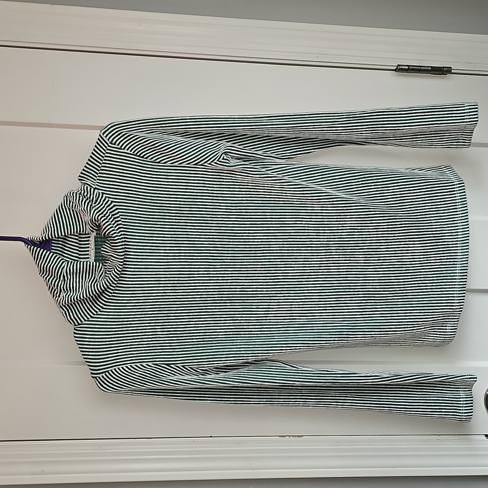💚Zenana Womens Beautiful white & green ribbed,sz small turtleneck long-sleeve💚